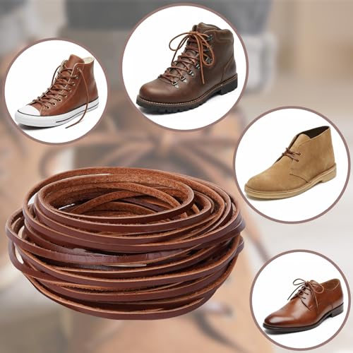 Yookat Leather String 3mm Flat Leather Cord Strip Cord Braiding String Artificial for Jewelry Making Bracelets Necklaces Shoe Laces Boot Laces and DIY Arts and Craft(10.94 Yards