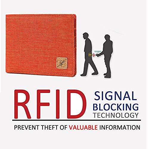 Lanyani Minimalist Fabric Wallet Bifold RFID Blocking - color: Orange