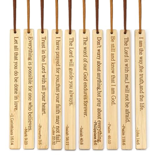 10 Pcs Bible Bookmarks for Men Women, Bamboo Bulk Christian Bookmarks Gifts Book Marks for Reading Bible Accessories (Simple) - style: Simple