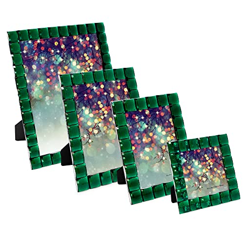 Isaac Jacobs Decorative Sparkling Jewel Picture Frame (5x7, Emerald Green) | Jewel Picture Frame, Photo Display & Home Decor Two-way easel for vertical or horizontal display. Does NOT hang on wall - color: Emerald Green, size: 5x7