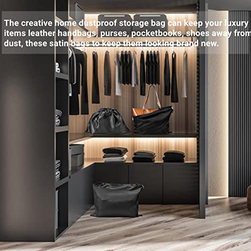 12 Pack Dust Bags for Handbags Storage Silk Cloth Bag With Drawstring Travel Storage Pouch for Handbag Purse Shoes Boots - color: 2 PCS Black, size: 23.6 × 19.6 inches