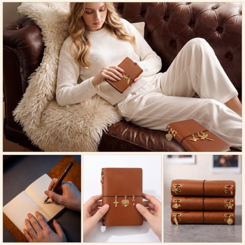 Chicplaid DIY Leather Bookbinding Kit, Refillable Journal Cover Making Set with Full Grain Cowhide Sheet, 4-Color Elastic Cords, Brass Eyelets & Essentials with Manual(A5,Dark Brown) - color: Dark Brown, style: A5
