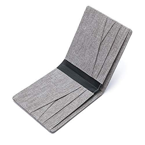 Lanyani Minimalist Fabric Wallet Bifold RFID Blocking - color: Light Grey