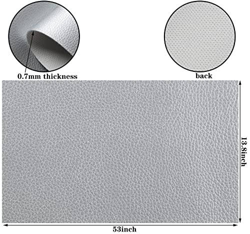 Picheng Pearlescent Faux Leather Fabric: 13.8" x 53" Soft Faux Leather Roll | Lychee Texture Solid Color Faux Leather Sheets Marine Vinyl for Making Crafts Leather Earrings Bows Sewing DIY (Silver) - color: Silver