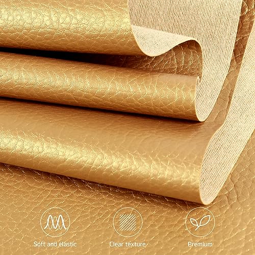 Marine Vinyl Upholstery Faux Leather Fabric, 1 Yard Gold | Marine Grade Faux Leather Vinyl by the Yard, Waterproof, Soft & Durable, for Boat, Furniture Upholstery, DIY Sewing Crafts - color: Gold, size: 1 Yard 55" x 36" (Pre-cut)