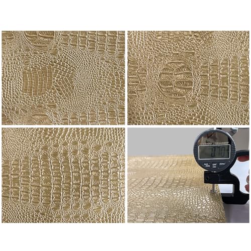 Soft Crocodile Textured Marine Vinyl Faux Leather Pre-Cut 1 Yard-Golden | Alligator Fabric Embossed Synthetic Leather for DIY Upholstery, Crafts, Handbags, Furniture，Individual 1 Yard Cut 36"x54" - color: Gold