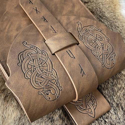 HiiFeuer Viking Embossed Snakes Belt Pouch, Snakes Faux Leather Waist Bag | Brown B, pirate bag men, Embossed, Snakes, renaissance waist pouch, Ren Faire, Cosplay, Viking Belt Pouch, LARP - color: Brown B