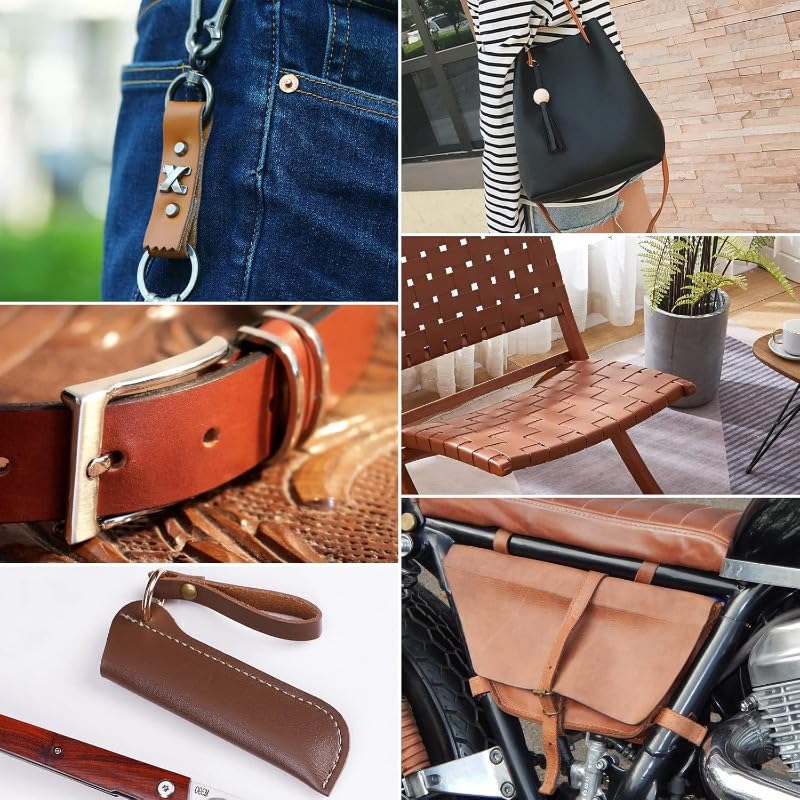 1 Roll Leather Strap 1 Inches Wide Flat Leather Strips Vintage-Style Cattlehide Leather Strip for DIY Craft Projects Tooling Belt Garden Tools