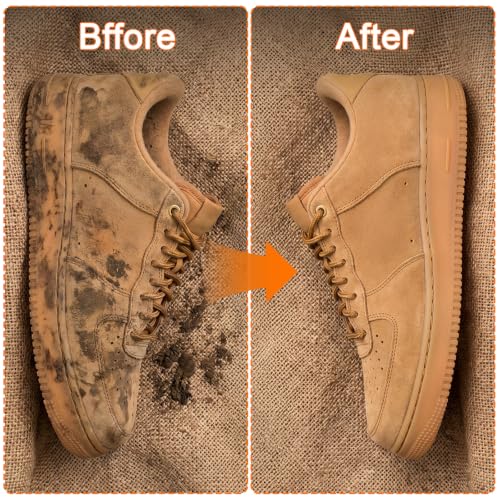 Suede Brush for Shoes 2 in 1 Rubber Polish Suede Brush and Eraser | Suede Shoe Brush, Suede Eraser for Shoes, Suede Nubuck Shoe Bag Sandals Clogs Boots Sneaker Furniture, with Crepe & Brass