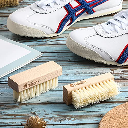 YoungJoy Sneaker Cleaning Brush Shoes Shine Dauber Nylon/Horsehair/Boar Cleaner Brushes Crepe Applicators(Beige PP Bristle) - style: Beige Pp Bristle
