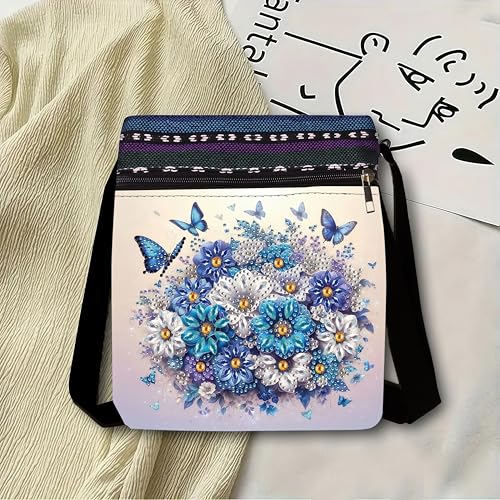 LSQFS Diamond Art Kits for Adults, DIY Diamond Painting Crossbody Bag, 5D Butterfly Floral Diamond Art Bags, PU Leather Art Bag, Craft Kits for Adults Women, Unique Gift - color: Butterfly flower 2