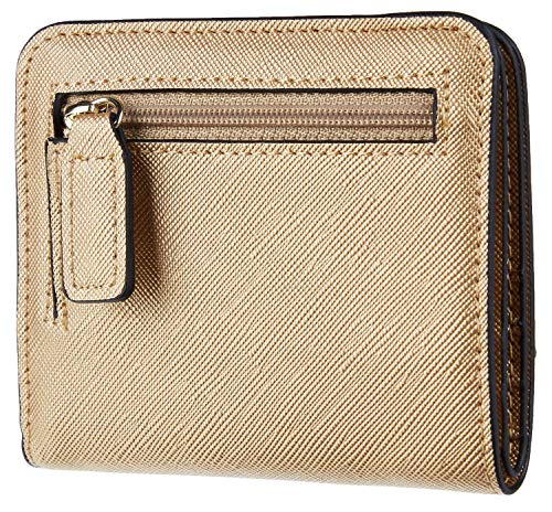 Toughergun Women’s Small Slim Leather Wallet with RFID Protection, Compact Bifold Mini Purse with Clear ID Window - color: CH Champagne Gold