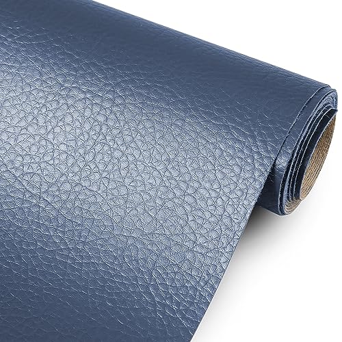 Marine Vinyl Upholstery Faux Leather Fabric, 1 Yard Navy Blue | Marine Grade Faux Leather Vinyl by the Yard, Waterproof, Soft & Durable, for Boat, Furniture Upholstery, DIY Sewing Crafts - color: Navy Blue, size: 1 Yard 55" x 36" (Pre-cut)