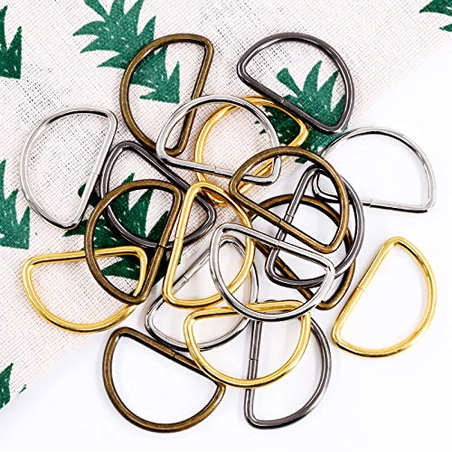 Swpeet 120Pcs 5/4 Inch - 30mm 4Colors Multi-Purpose Metal D Ring Semi-Circular D Ring for Hardware Bags Ring Hand DIY Accessories (Mixed Color, 5/4 inch) - color: Mixed Color, size: 5/4 inch