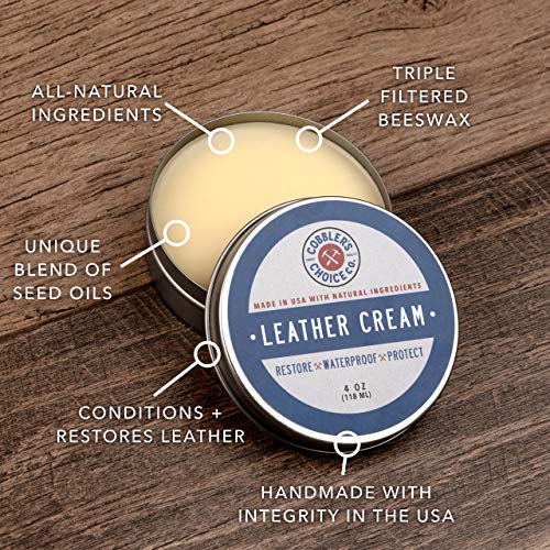 Cobbler's Choice Leather Cream - For Shoes, Boots & Bags with Beeswax - style: 4 OZ. (118ML)