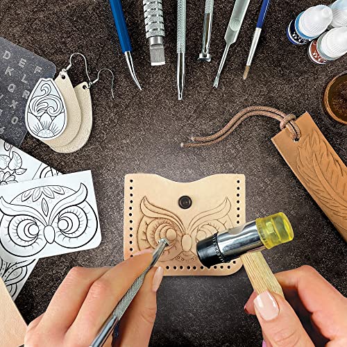 ArtSkills Leather Working Kit for Beginners with Tools, Dyes, and Stamps | 64pc Leather Craft Kit - Gift for Teens and Adults
