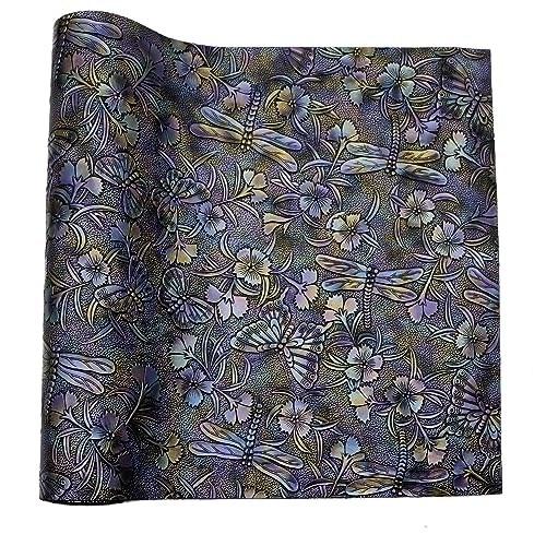 David accessories Butterfly Dragonfly Flower Bump Texture Faux Leather Sheet 1 Pc 11" x 55" (30x140cm) Faux Leather Fabric for DIY Bows Earrings Making Crafts (Butterfly&Gragonfly&Flowers E) - color: Butterfly&gragonfly&flowers E
