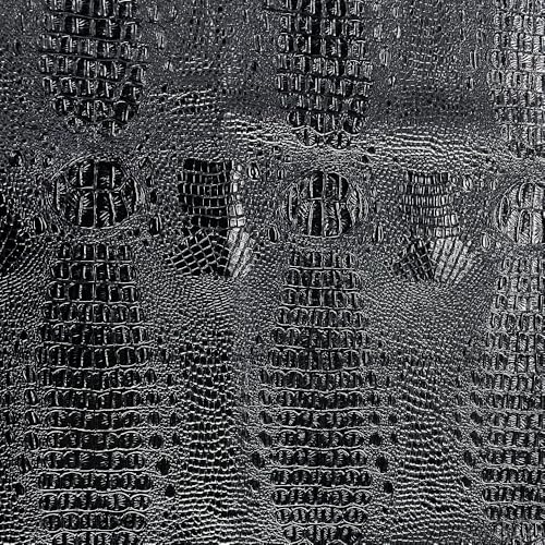 Soft Crocodile Textured Marine Vinyl Faux Leather Pre-Cut 1 Yard-Black | Alligator Fabric Embossed Synthetic Leather for DIY Upholstery, Crafts, Handbags, Furniture，Individual 1 Yard Cut 36"x54" - color: Black