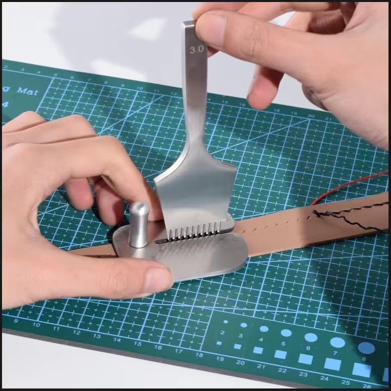 Leather Sewing Aid Tool, Constructed from Durable Stainless Steel, Serves as a Guide for Precise Punching, Equivalent to a Diamond Lace Chisel or Pricking Iron, Ideal for LeatherCraft Projects