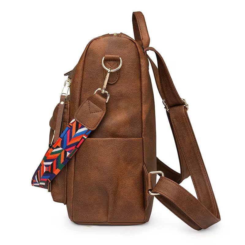 Women's Fashion Backpack Purse for Women Leather Multipurpose Design Ladies Shoulder Bag Travel bag Satchel Handbags - color: Dark Brown