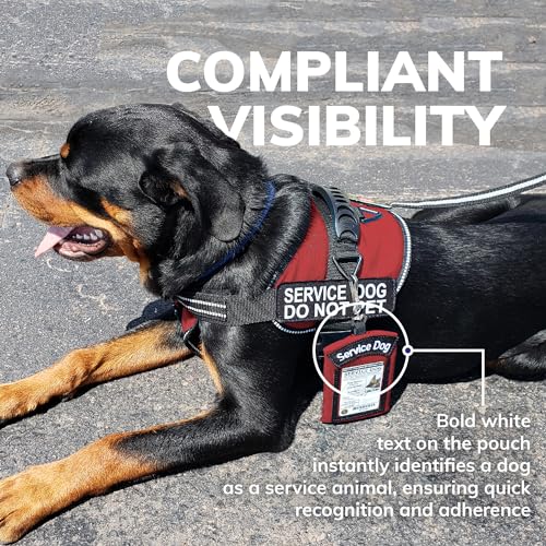 ActiveDogs Service Dog ID Card Pouch, Clip-On Badge Holder, Red - color: Red