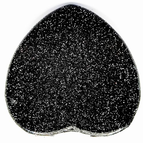 Cute Heart Shaped Compact Mirror for Purse,Black Travel Mirror with Glitter,Leather Small Pocket Mirror,Portable 2 x 1x Magnification Folding Makeup Mirror,Cosmetic Mirror for Gift - color: Black-heart Shape