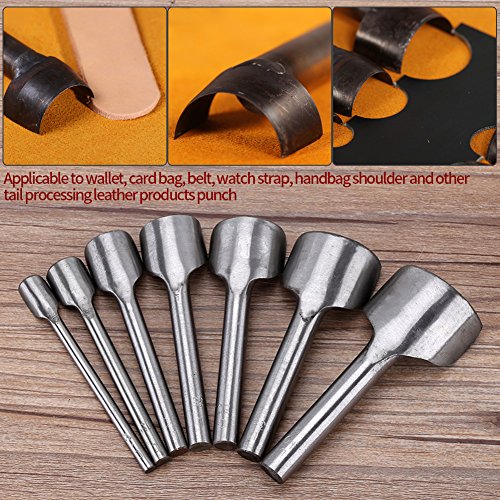 Zjchao Half-Round Punch Cutter, 7PCS DIY Leather Carft Belt End Half Circle Angle Corner Cutter Strap Wallet Tool 10-40mm Leather Punch Tool