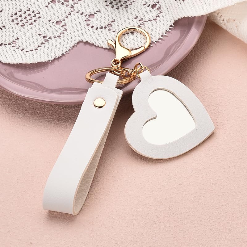Sisadodo Lip Oil Lipstick Case with Mirror Lip Oil Lipstick Holder Key Chain for Car Keys Keychains Lipstick Organizer Case - color: White Mirror