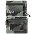Wallet for Women and Men Mini Zip Card Case with Clear ID Window Zipper Coin Purse Lightweight Portable Keychain Wallet - color: Army green