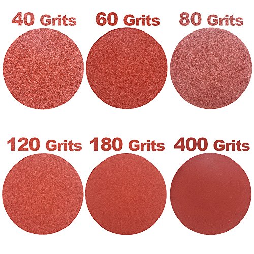 5 Inch Sanding Discs NO-Hole Hook and Loop 180 Grit Sandpaper Aluminum Oxide Random Orbital Sander Pads (60-Pack) - size: 180 Grit, 60pcs