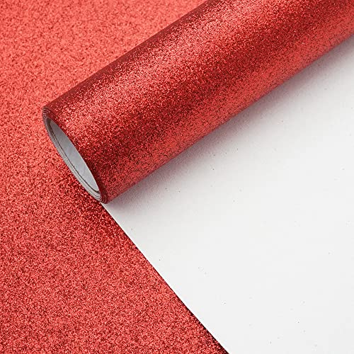 Red 11.8X 53 Inch (30 x 135 cm) Sparkly Superfine Glitter Leather Rolls Shiny Faux Fabric Canvas Perfect for Craft DIY Handmade Projects Patchwork Bow Earring Craft Key Chain - color: Red
