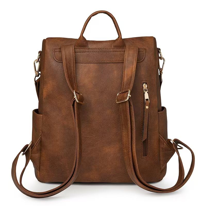Women's Fashion Backpack Purse for Women Leather Multipurpose Design Ladies Shoulder Bag Travel bag Satchel Handbags - color: Dark Brown Purse