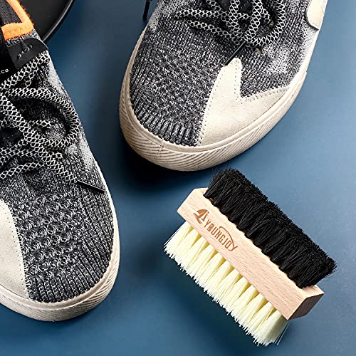 YoungJoy Dual Sided Sneaker Shoe Cleaner Brush Set Shoes Clean Brush Kit Horsehair Boar and Plastic Bristles with Microfiber Cloth (C) - style: C
