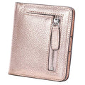Small Leather Wallet for Women, Ladies Credit Card Holder RFID Blocking Women's Mini Bifold Pocket Purse - color: Champaign Gold Rfid Blocking
