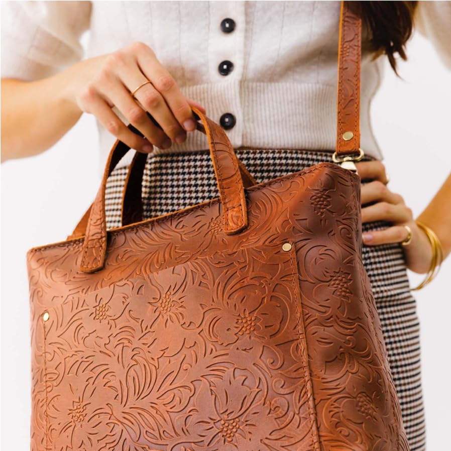 Portland Leather Goods Medium Crossbody Zipper Tote for Women – Handmade from the Finest Full-Grain Hides - color: Meadow