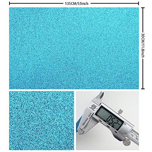 Blue 11.8X 53 Inch (30 x 135 cm) Sparkly Superfine Glitter Leather Rolls Shiny Faux Fabric Canvas Perfect for Craft DIY Handmade Projects Patchwork Bow Earring Craft Key Chain - color: Blue