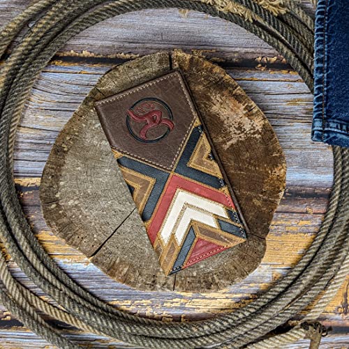HOOEY Leather Men's Western Rodeo Wallet (Patchwork - Red/Black) - color: Patchwork - Red/Black