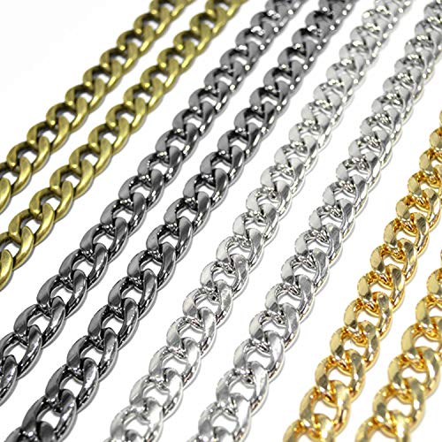 55" Silver Purse Chain Strap Replacement for Crossbody Bag Handbags | DIY Iron Flat Chain Strap with Metal Buckle for Purse, Crossbody Bag, Shoulder Handbags, Bucket Bags - color: Silver, size: 55"