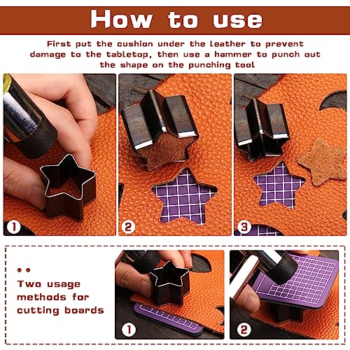 8 Pcs Leather Cutter Tool, Leather Punch Set Hollow Punching Tools | 8 Pcs 20 25 30 35 40 45 50 55mm High Carbon Steel Multiple Shapes Leather Punching Tool for Diy Cutter Craft Punching Die Set - size: 8 Pcs Star