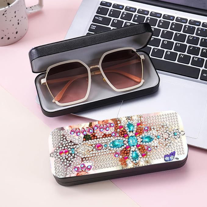 Leatrice 5D Diamond Art Kits for Adults Diamond Dots Eyeglasses Case - color: crucifix
