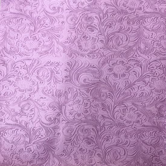Lavender Western Floral PU Faux Leather Vinyl Fabric - Sold by The Yard - 56" - color: Lavender