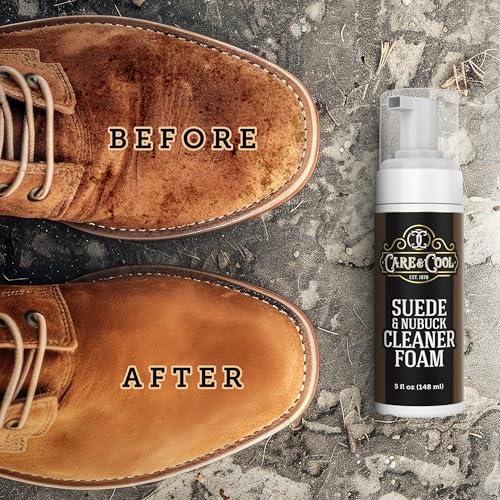 Care & Cool Suede & Nubuck Foam Cleaner Kit, Hog Brush, Eraser & Cloth | Penetrates Pores to Lift Dirt & Grime, Preserves Natural Look & Texture, No Harsh Chemicals, For Leather, Canvas & Knitwear - style: Foam Cleaner