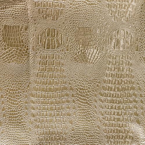Soft Crocodile Textured Marine Vinyl Faux Leather Pre-Cut 1 Yard-Golden | Alligator Fabric Embossed Synthetic Leather for DIY Upholstery, Crafts, Handbags, Furniture，Individual 1 Yard Cut 36"x54" - color: Gold