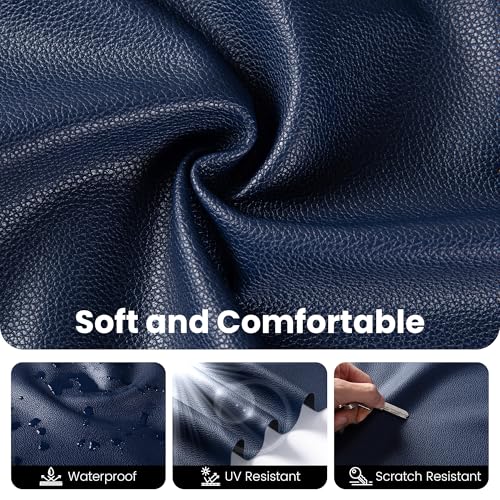Marine Vinyl Fabric, Upholstery Faux Leather Fabric by The Yard, 1.05mm Lychee Texture Leather Sheets for Sofa Chairs Handbags Hair Bows Earrings Crafts (1 Foot 12''X 54'', Blue) - color: Blue, size: 1 Foot
