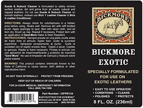 Bickmore Exotic Leather Cleaner & Conditioner 8 oz (2-Pack) | For Alligator, Ostrich, Lizard & Stingray Hides, Preserves Scales - size: 16 Fl Oz (Pack of 1)