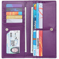 Ultra Slim Thin Leather Women Wallet RFID Blocking Credit Card Holder Bifold Long Ladies Billfold - color: 2- Violet