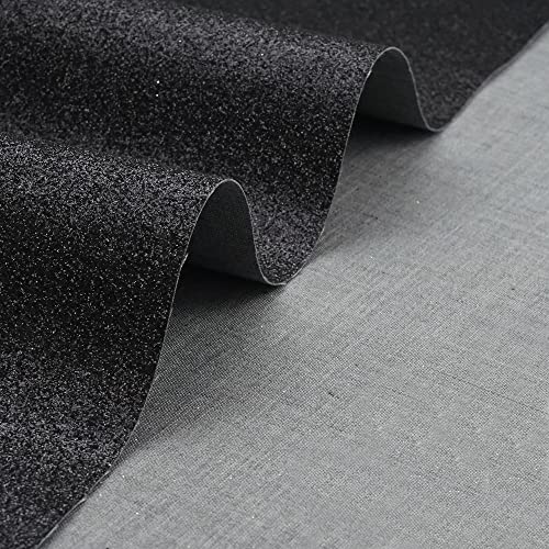 Black 11.8X 53 Inch (30 x 135 cm) Sparkly Superfine Glitter Leather Rolls Shiny Faux Fabric Canvas Perfect for Craft DIY Handmade Projects Patchwork Bow Earring Craft Key Chain - color: Black