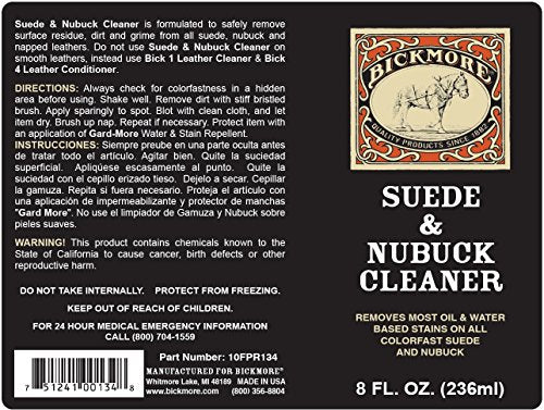 Bickmore Suede & Nubuck Cleaner 8 oz, Deep Cleaning Spray