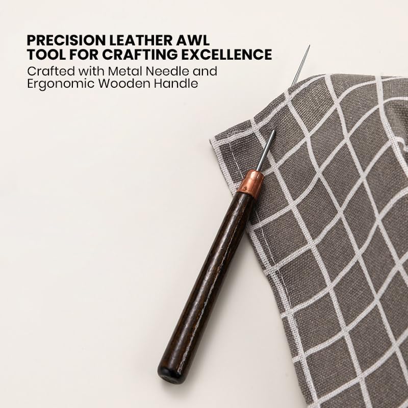 Awl Tool Set 3 PCS Wooden Handle Scratch Tailors Awl for Leather Craft Repair Set Sewing Piercing Awl Needle Tools Ideal for DIY Handmade Leather Pin Punch Hole Stitching Needlewor