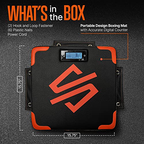 SQUATZ Portable Boxing Mat with Digital Counter – Wall-Mounted Punching Pad with Accurate Punch Strength Tracker, Built-in Foam & Home Gym Training Equipment